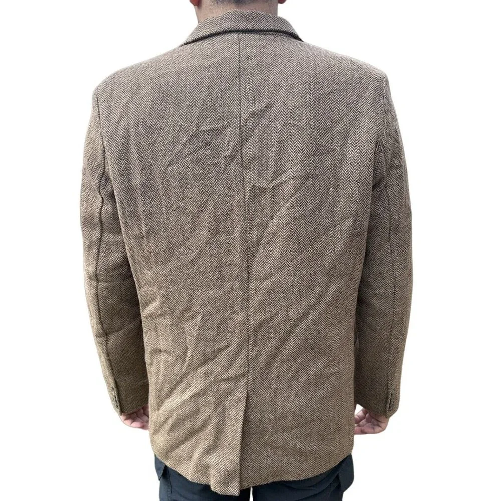 L.L. Bean Men's  Wool Primaloft Jacket‎ 44 Brown Tan Herringbone Warm Blazer